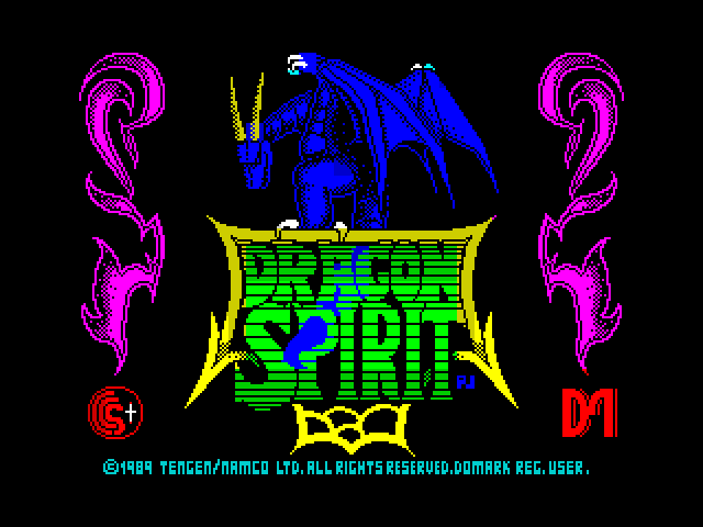 Dragon Spirit title screen for ZX Spectrum